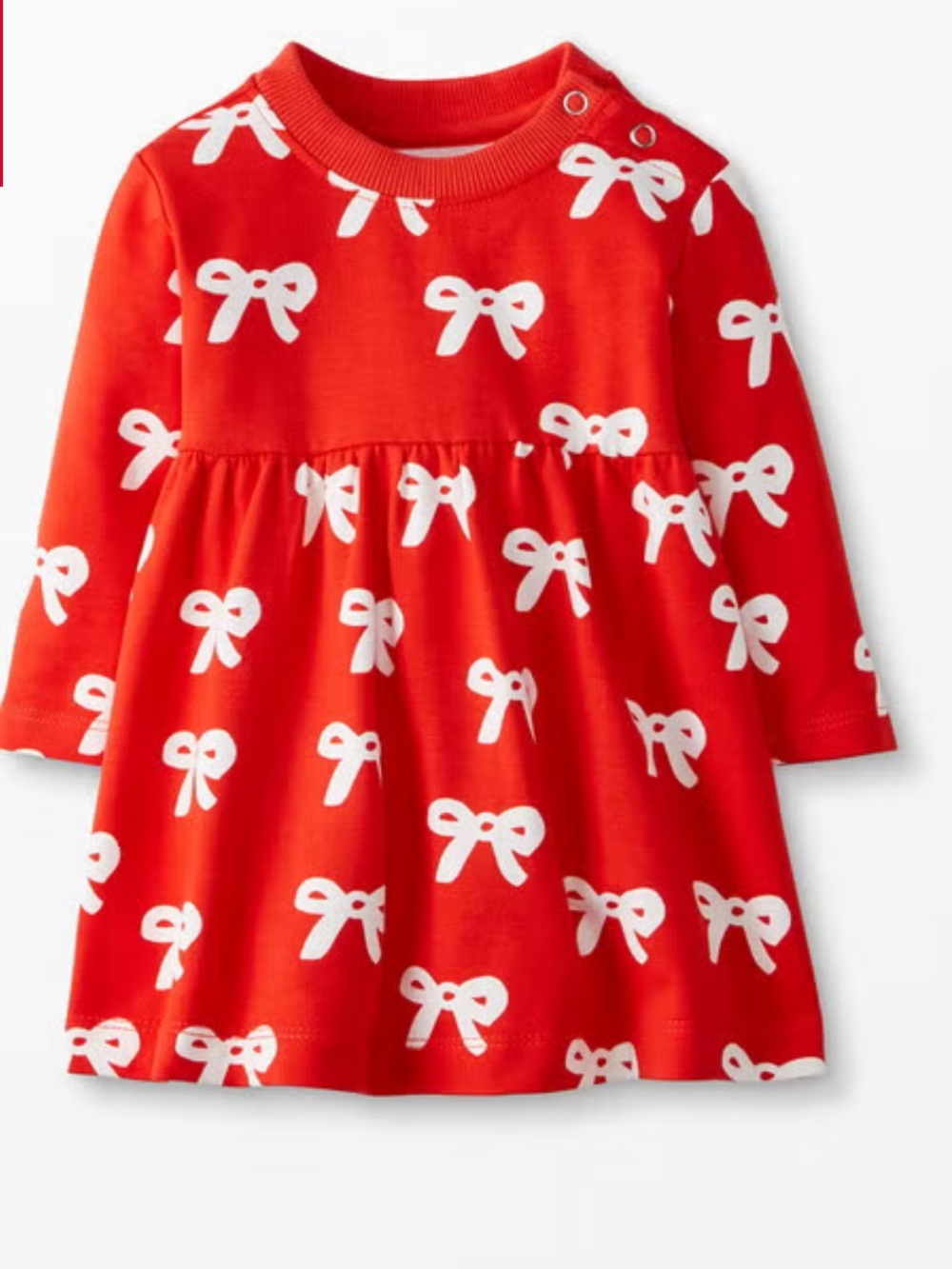 Hanna Andersson Baby Holiday Dress Red White Bow Organic French Terry 6-12 Month